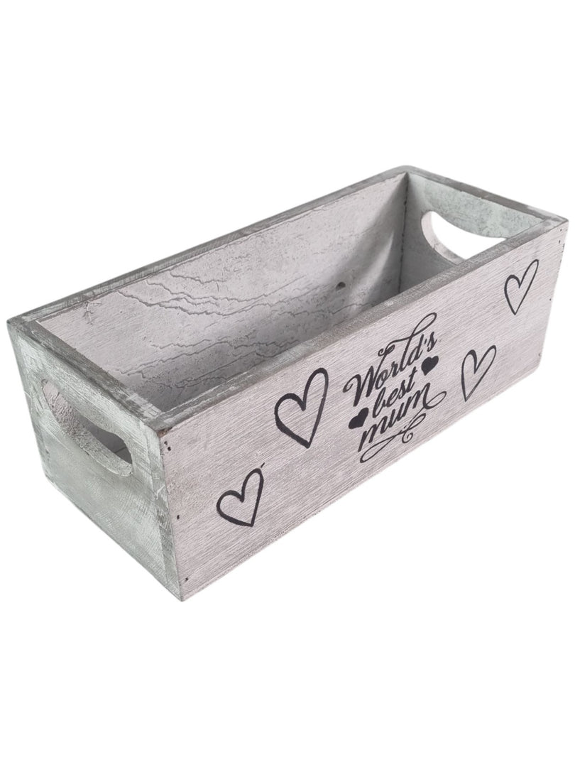 Best Mum Ever Double Sided Hamper Grey Gift Box Storage Wood Crate 2 Sizes19