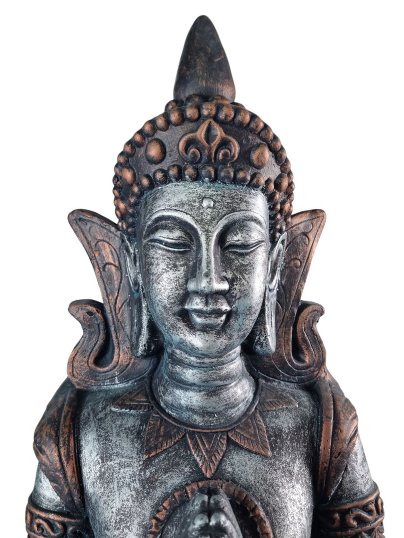 Extra Large Blue Bronze Silver Cross Leg Praying Buddha Garden Decor Decoration9