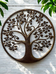Bronze Tree Of Life Dimple Metal Garden Outdoor Wall Art Plaque 80cm Diameter6