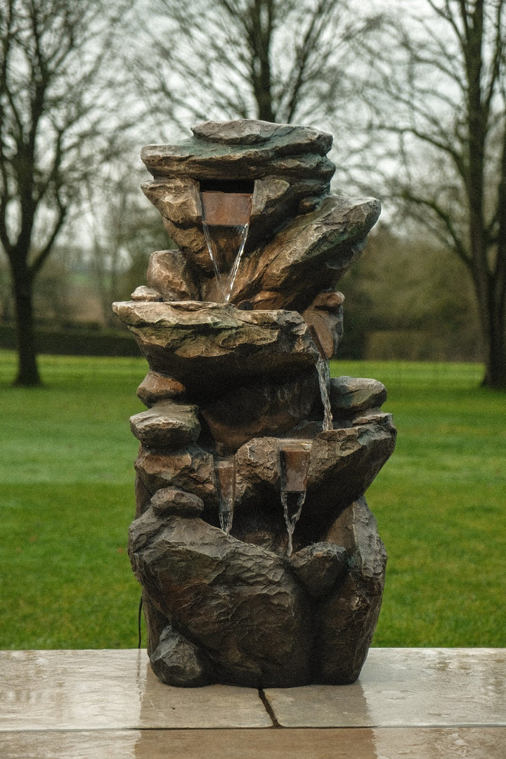 Rock Pool Water Feature Slate Effect Garden Light Up LED Outdoor Decor Gift0