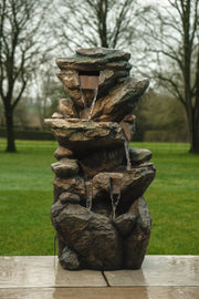 Rock Pool Water Feature Slate Effect Garden Light Up LED Outdoor Decor Gift0