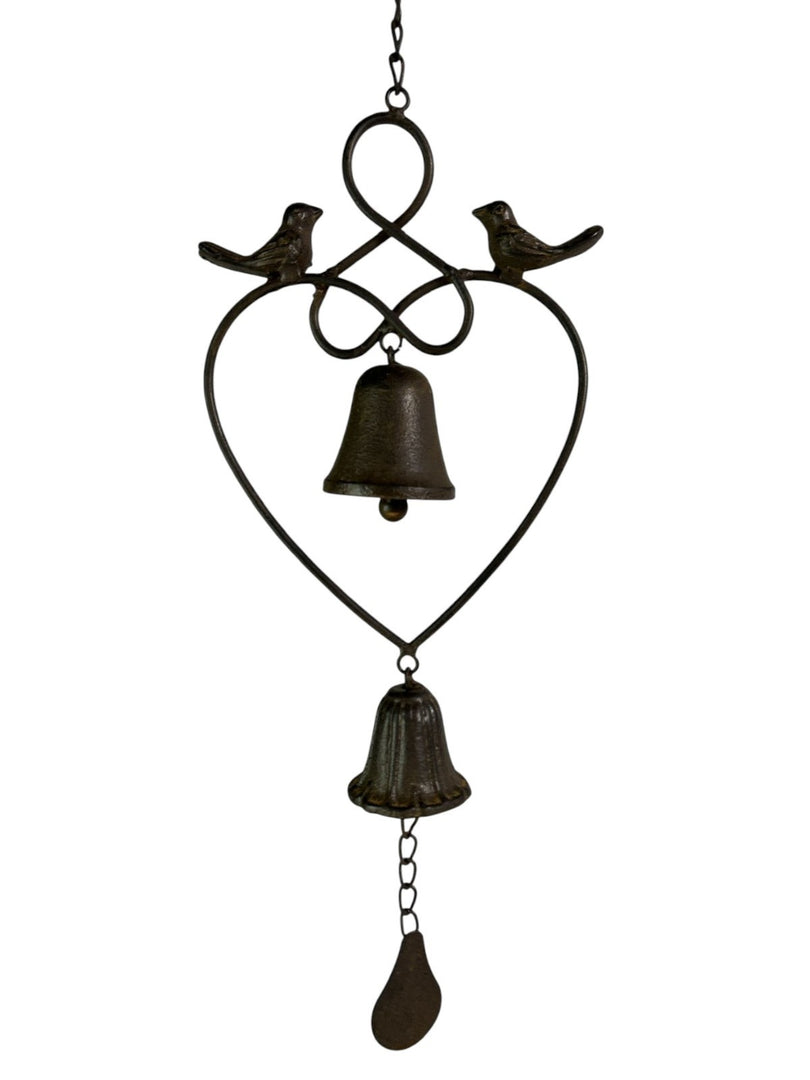 Brown Heart Hanging Windchime Garden Gift Outdoor Bell Bird Decoration Decor4