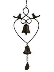 Brown Heart Hanging Windchime Garden Gift Outdoor Bell Bird Decoration Decor4