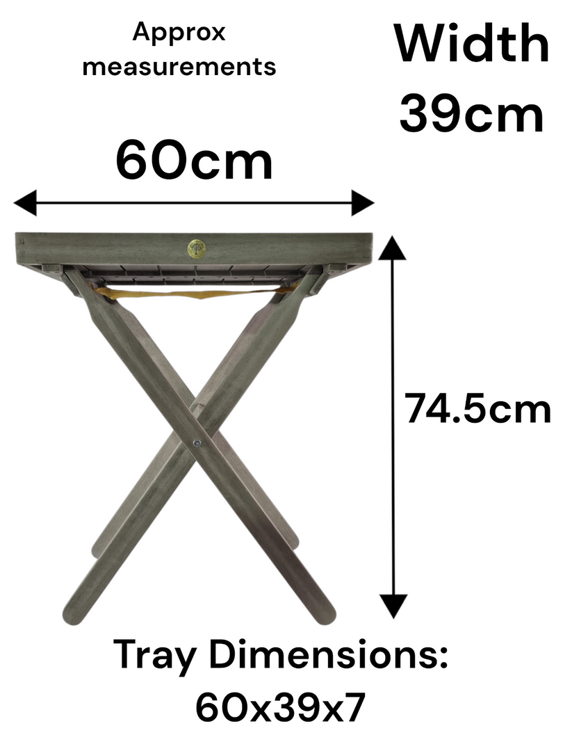Classic Grey Wooden Garden Butler's Tea Tray Table Eucalyptus Indoor Outdoor1