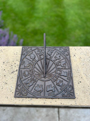 Cast Iron Square Zodiac Sundial Gnomon Decorative Traditional Garden Ornament7