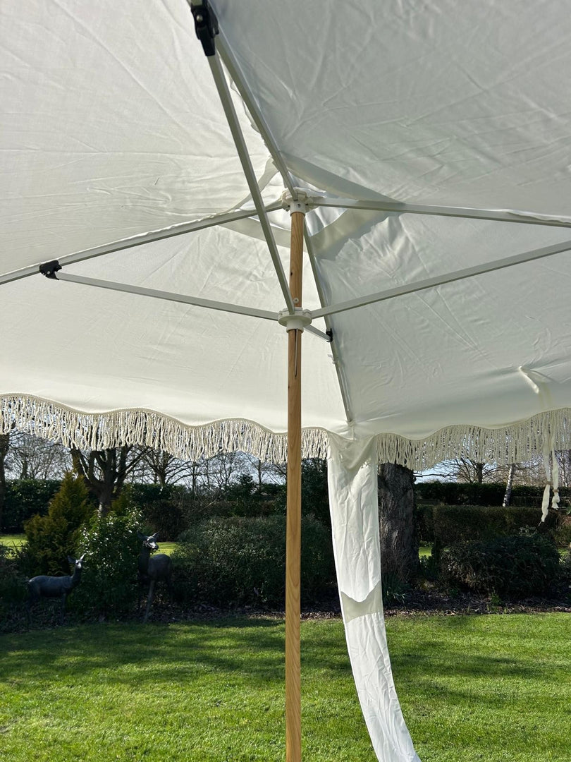Antique White Gazebo Marquee Canopy Fringe Outdoor Garden Beach Cabana Style UK3