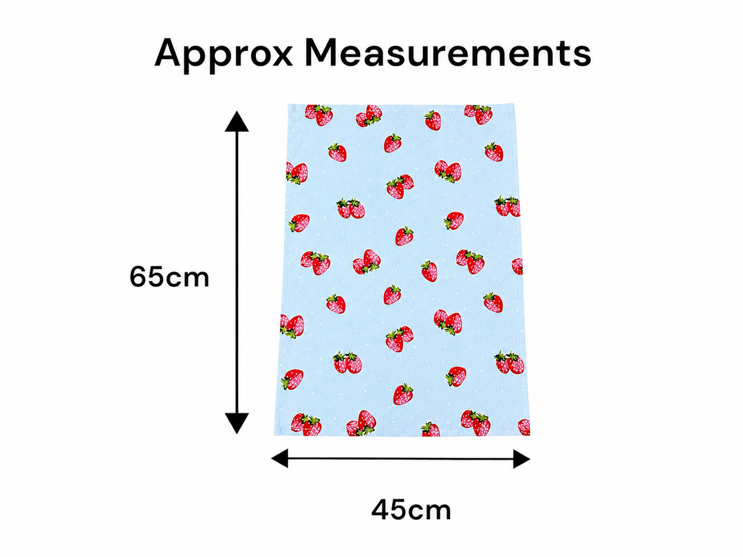 Summer Strawberry Tea Towel & Double Oven Glove Set Blue Kitchen 100% Cotton1