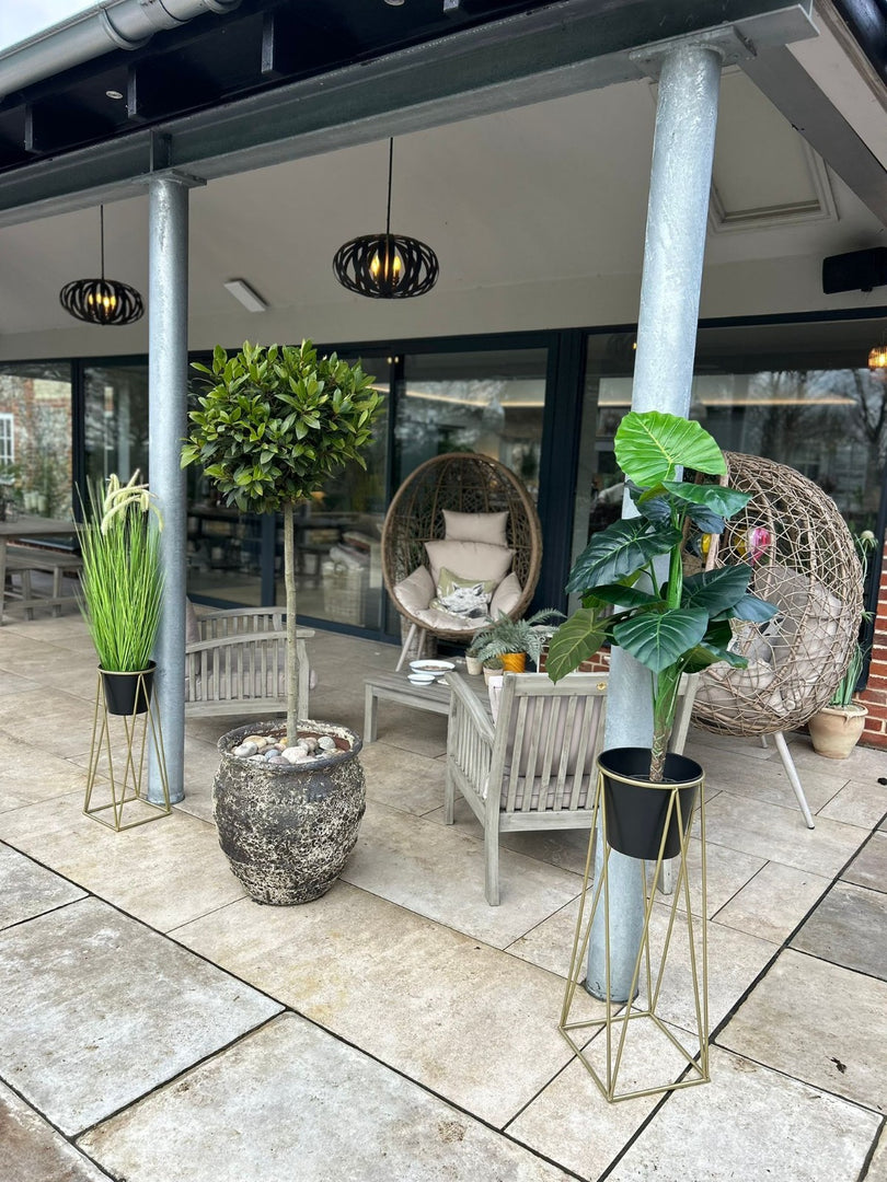 Black Plant Pot Stand Gold Frame Home Garden Decor Gift Set Of 2 Sizes Flower9