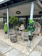 Black Plant Pot Stand Gold Frame Home Garden Decor Gift Set Of 2 Sizes Flower9