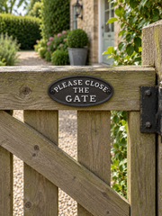 Please Close The Gate Cast Iron Metal Sign Notice Plaque Black & White Garden3