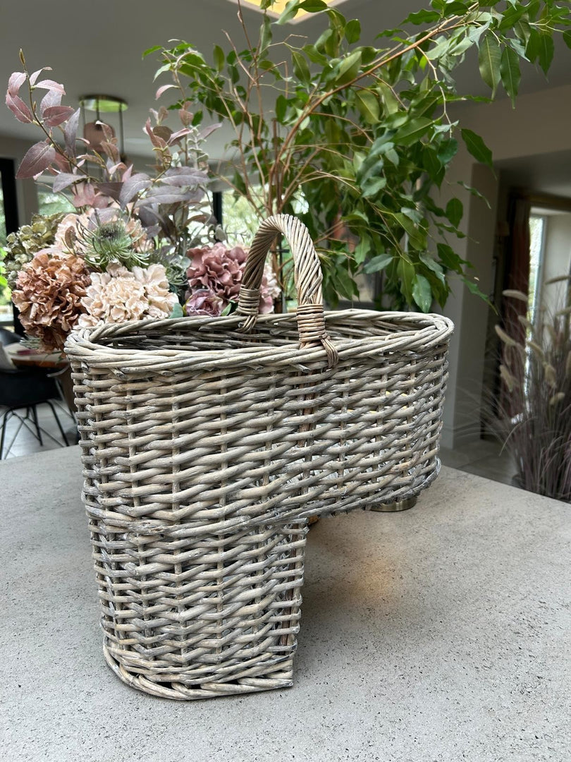 Driftwood-wash Wicker Willow Stair Basket with No Liner Home Stairs Storage Tidy2