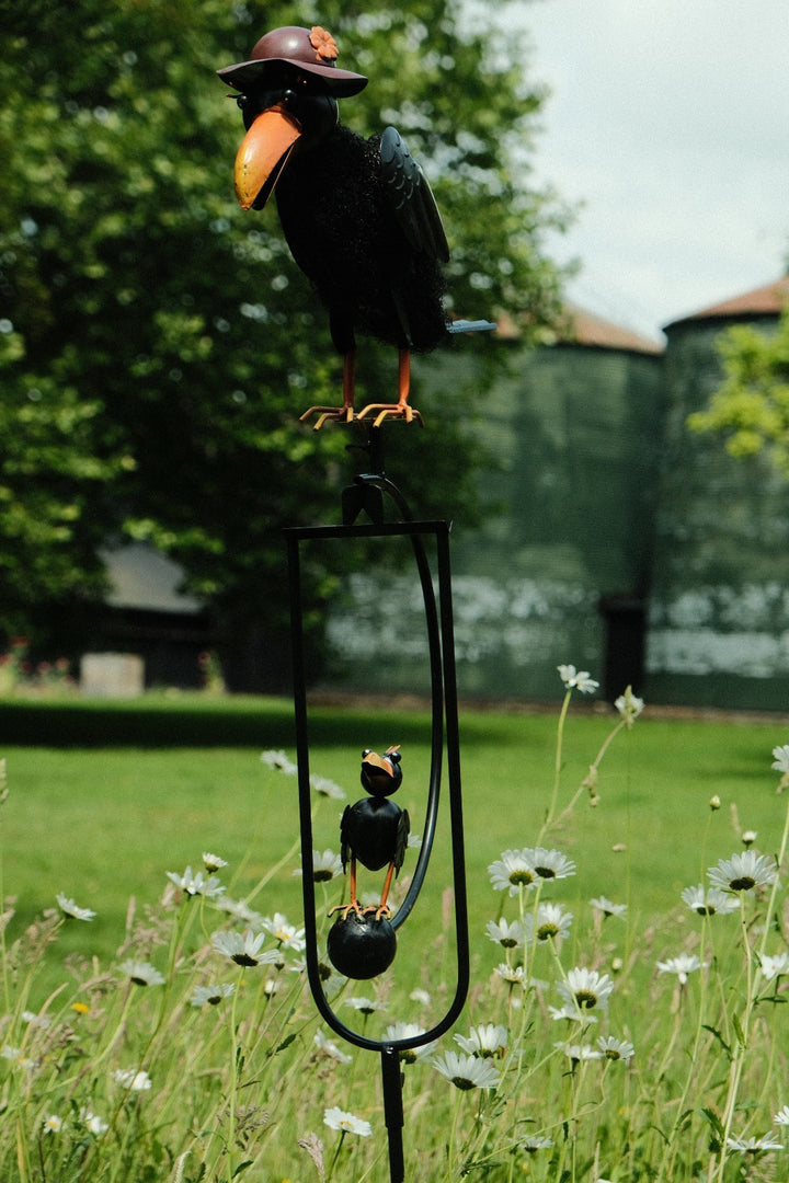Rocking Balancing Mum Crow Rocker Garden Ornament Decoration Stake Gift Decor11