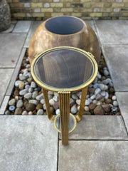 Elegant Gold Metal Accent Side Table With Glass Inserts Slim Home Decor Vintage3