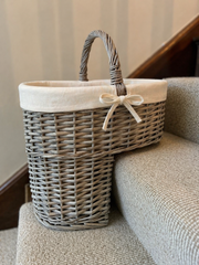 Natural Collection Wicker Stair Basket with Plain Liner Home Stairs Storage Tidy3