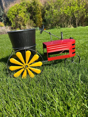 Tractor Planter Green Or Red Garden Ornament Flower Gift Decor Plant Decoration