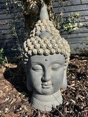 Extra Large Brown Charcoal Buddha Head Garden Gift Decor Decoration Ornament