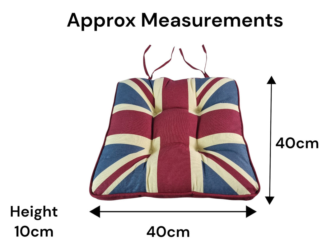 Union Jack UK Box Cushion Seat Pad Kitchen Garden Single Set of 2, 4 or 6 40cm