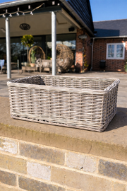 Shallow Wicker Storage Baskets Driftwood Wash Grey Kitchen Tidy No Liner