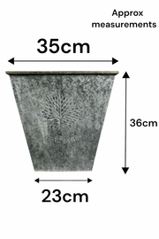 35cm Medium Zinc Square Planter Garden Flowers Plants Set of 2