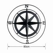 Large Compass Black Metal Garden Outdoor Wall Art Plaque 80cm Diameter