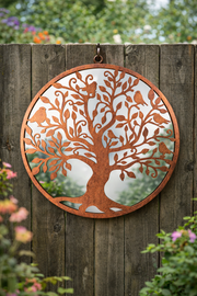 50cm Mirrored Bronze Wall Art Birds In Tree Mirror Garden Home Gift Nature Decor