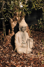 Extra large Stone Effect Sitting Buddha Garden Ornament with Solar Light