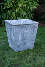 Medium Zinc Square Planter Garden Flowers Trees Plants Pot