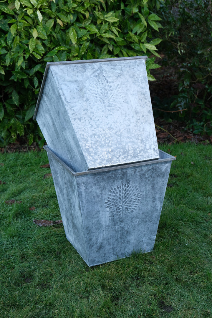 zinc metal plant pots Medium Zinc Square Planter – Garden Flowers, Herbs & Small Trees 35cm – Garden Stall