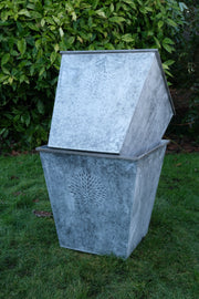 35cm Medium Zinc Square Planter Garden Flowers Plants Set of 2