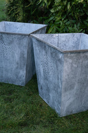 Medium Zinc Square Planter Garden Flowers Trees Plants Pot