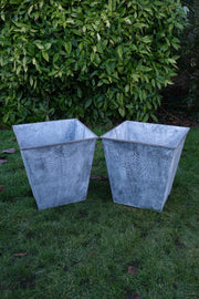 35cm Medium Zinc Square Planter Garden Flowers Plants Set of 2