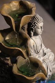 Buddha Waterfeature Garden Decor Decoration With Colour Changing Light Gift