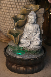 Buddha Waterfeature Garden Decor Decoration With Colour Changing Light Gift