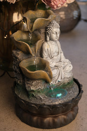 Buddha Waterfeature Garden Decor Decoration With Colour Changing Light Gift