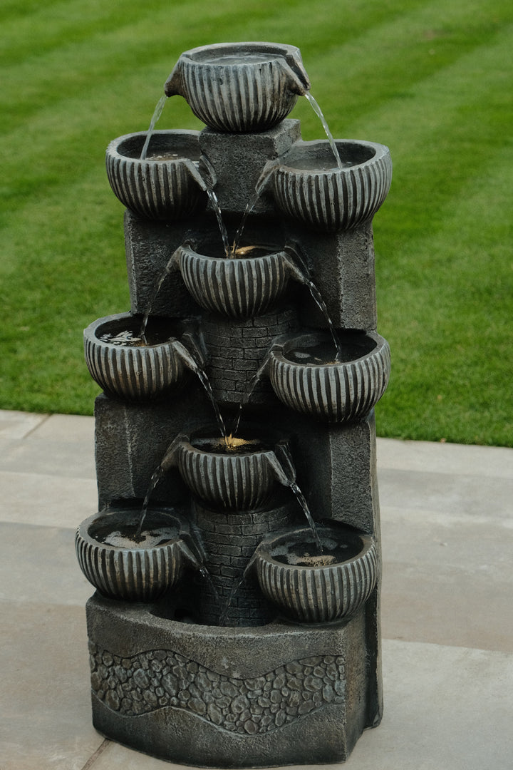 Sparkling Jugs Water Feature Cascading Garden Light Up LED Outdoor Decor Gift