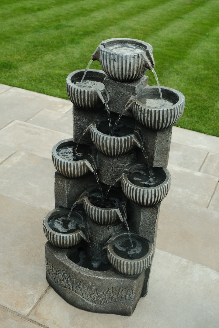 Sparkling Jugs Water Feature Cascading Garden Light Up LED Outdoor Decor Gift