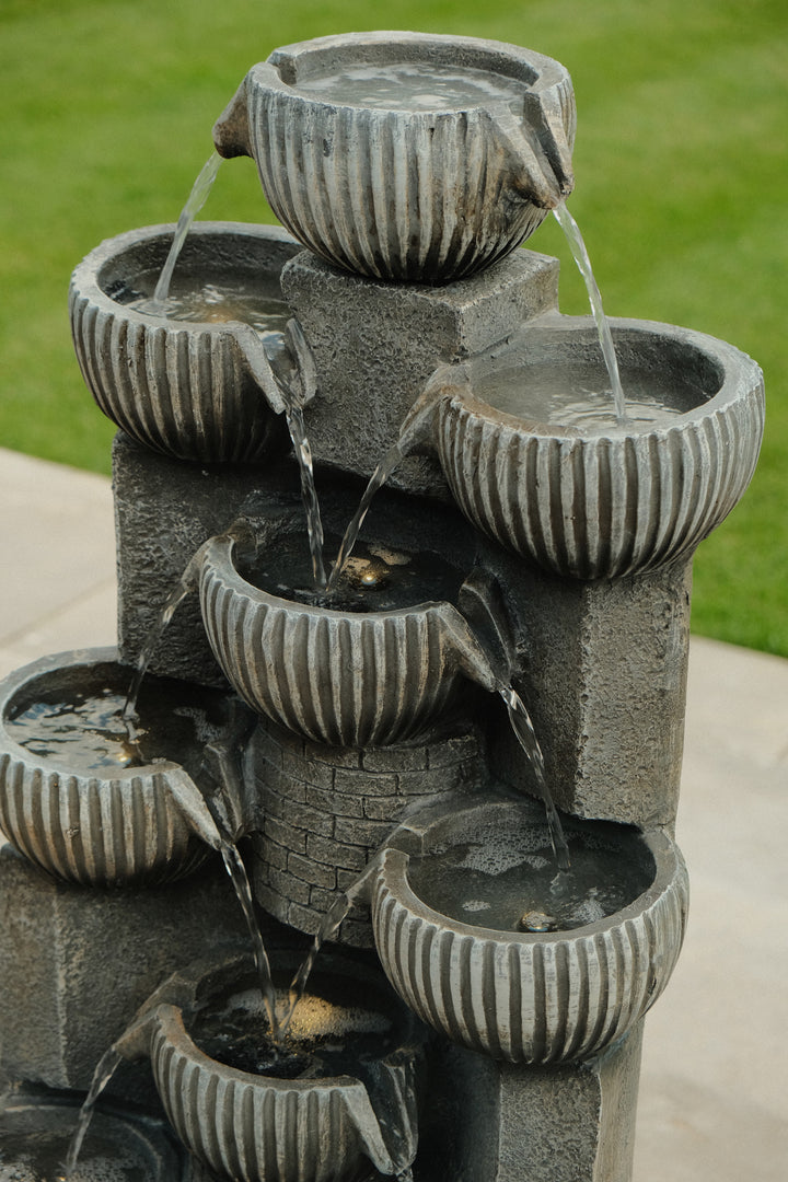 Sparkling Jugs Water Feature Cascading Garden Light Up LED Outdoor Decor Gift