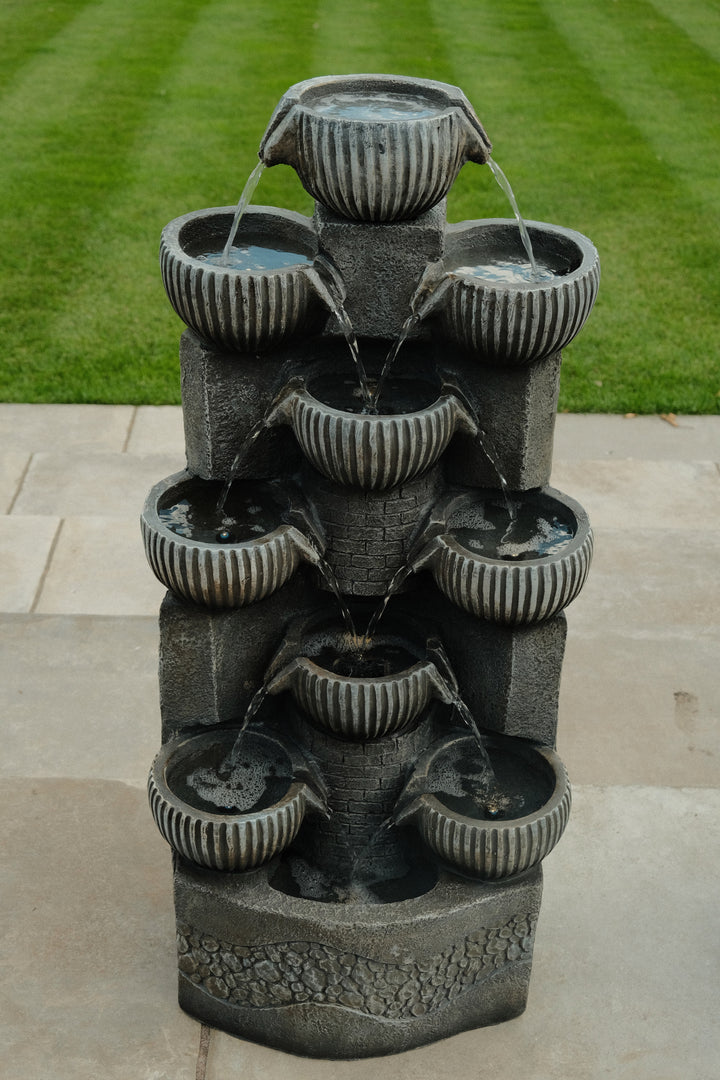 Sparkling Jugs Water Feature Cascading Garden Light Up LED Outdoor Decor Gift