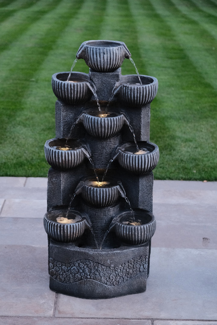 Sparkling Jugs Water Feature Cascading Garden Light Up LED Outdoor Decor Gift