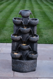 Sparkling Jugs Water Feature Cascading Garden Light Up LED Outdoor Decor Gift