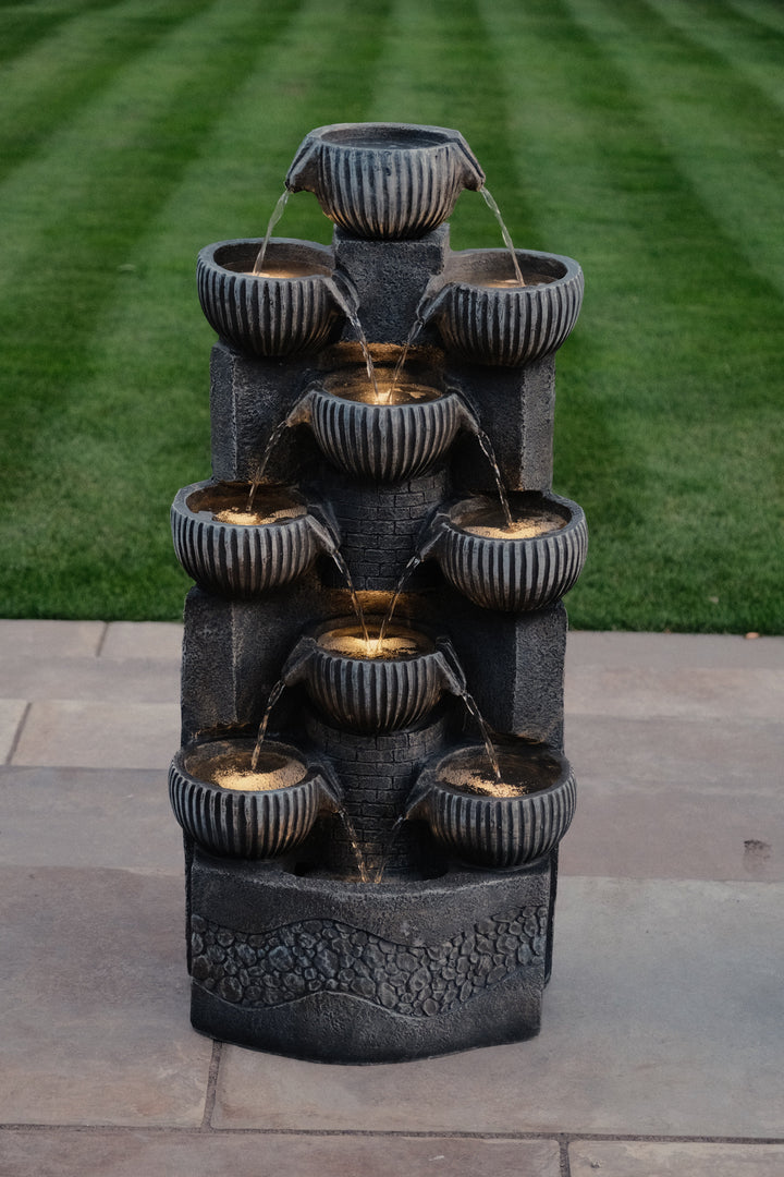 Sparkling Jugs Water Feature Cascading Garden Light Up LED Outdoor Decor Gift