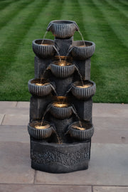 Sparkling Jugs Water Feature Cascading Garden Light Up LED Outdoor Decor Gift