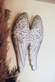 Wall Art Hanging Angel Wings Silver Home Garden Decor Decoration Gift