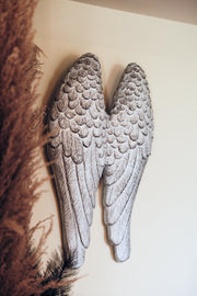 Wall Art Hanging Angel Wings Silver Home Garden Decor Decoration Gift
