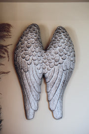 Wall Art Hanging Angel Wings Silver Home Garden Decor Decoration Gift