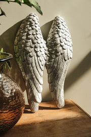 Wall Art Hanging Angel Wings Silver Home Garden Decor Decoration Gift