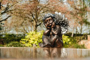 Bronze Effect Dreaming Sitting Down Cherub Angel Garden Decoration Ornament
