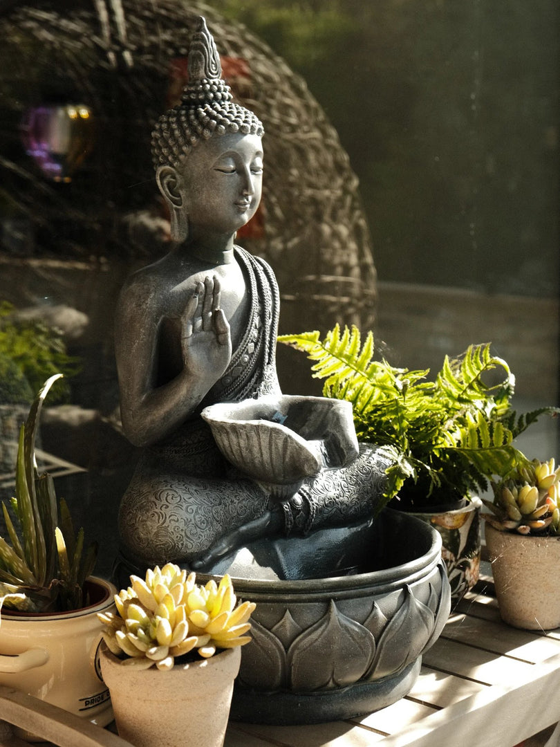 Large Buddha Water Feature With Light Garden Giftwear Outdoor Decor Decoration