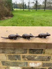 Set Of 3 Small Cast Iron Mice Garden Home Decor Rustic Giftwear Decoration