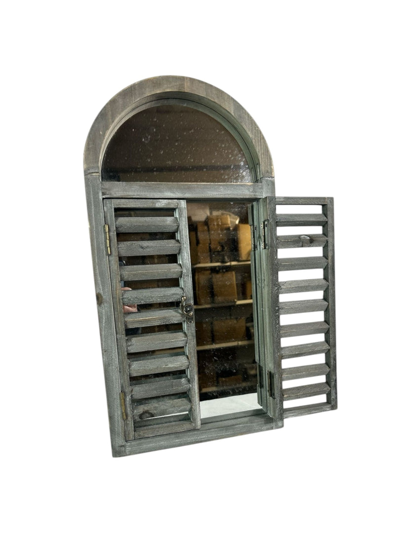 Shutter Door Wooden Wall Mirror Garden Hanging Wall Mount Gift Decoration
